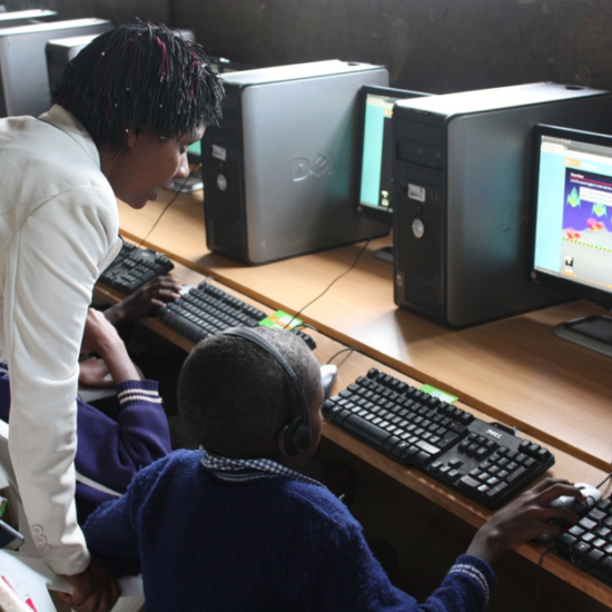 Kids using a computer