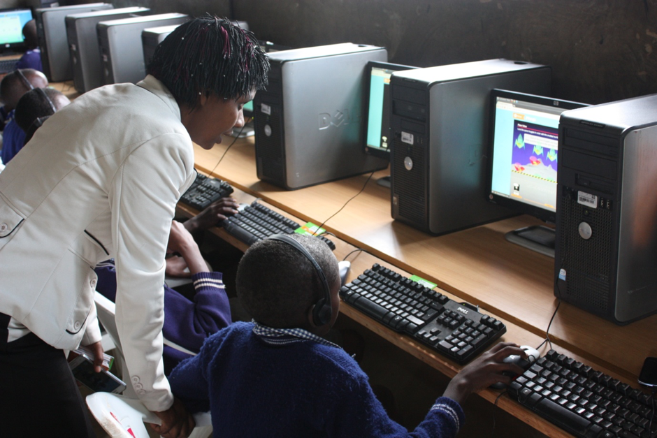 Kids using a computer